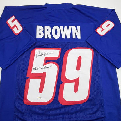 Autographed/Signed Vincent Brown New England Navy Blue Football Jersey JSA COA