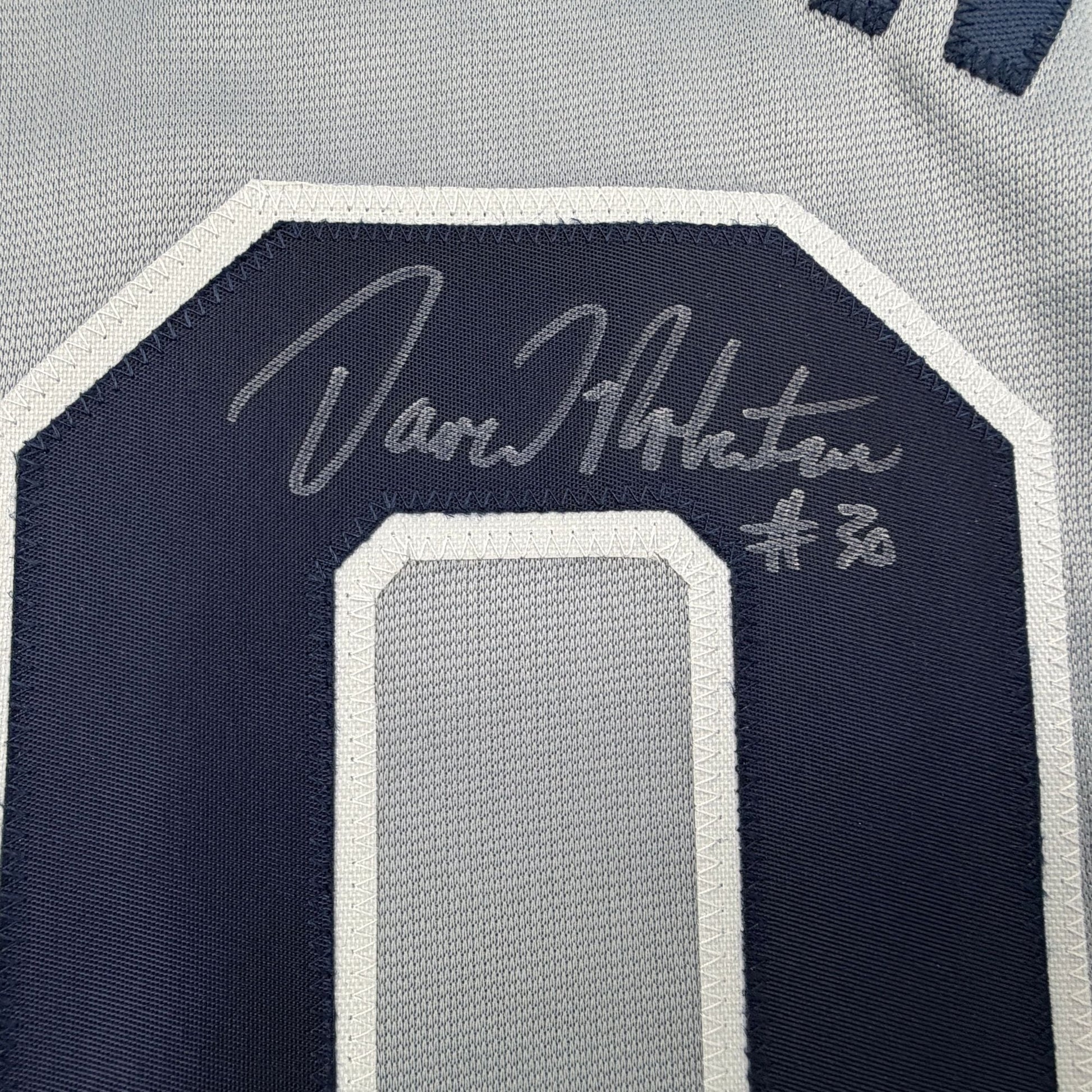 Autographed/Signed David Robertson New York Grey Baseball Jersey JSA COA