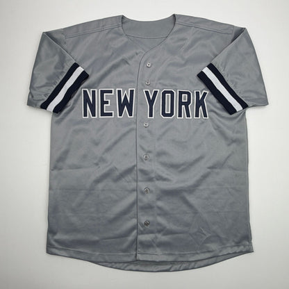 Autographed/Signed David Robertson New York Grey Baseball Jersey JSA COA