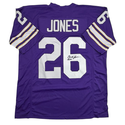 Autographed/Signed Clinton Jones Minnesota Purple Football Jersey JSA COA