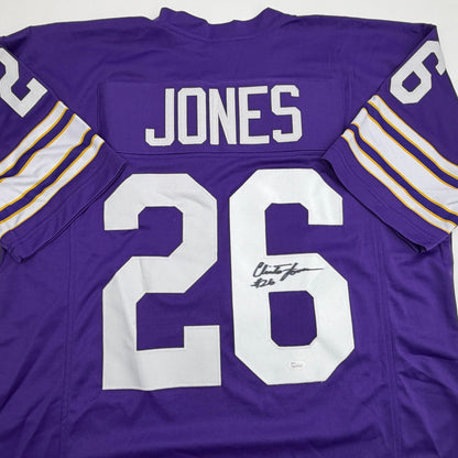 Autographed/Signed Clinton Jones Minnesota Purple Football Jersey JSA COA