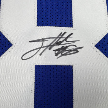 Autographed/Signed Jevon Holland New York Blue Football Jersey JSA COA