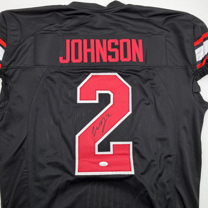 Autographed/Signed Will Johnson Arizona Black Pro Cut Football Jersey Beckett BAS COA