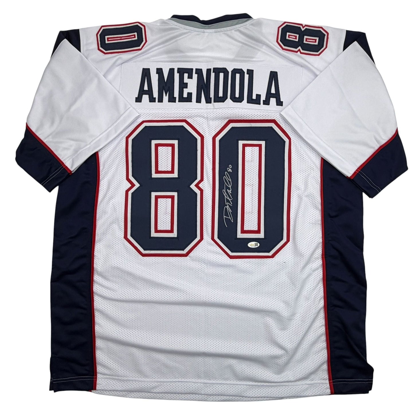 Autographed/Signed Danny Amendola New England White Football Jersey JSA COA