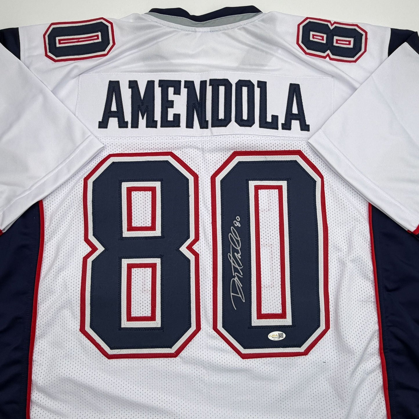 Autographed/Signed Danny Amendola New England White Football Jersey JSA COA