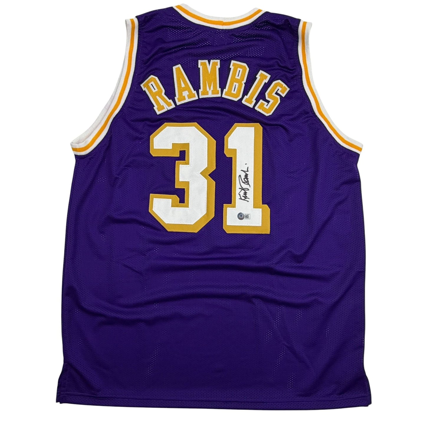 Autographed/Signed Kurt Rambis Los Angeles Purple Basketball Jersey Beckett BAS COA