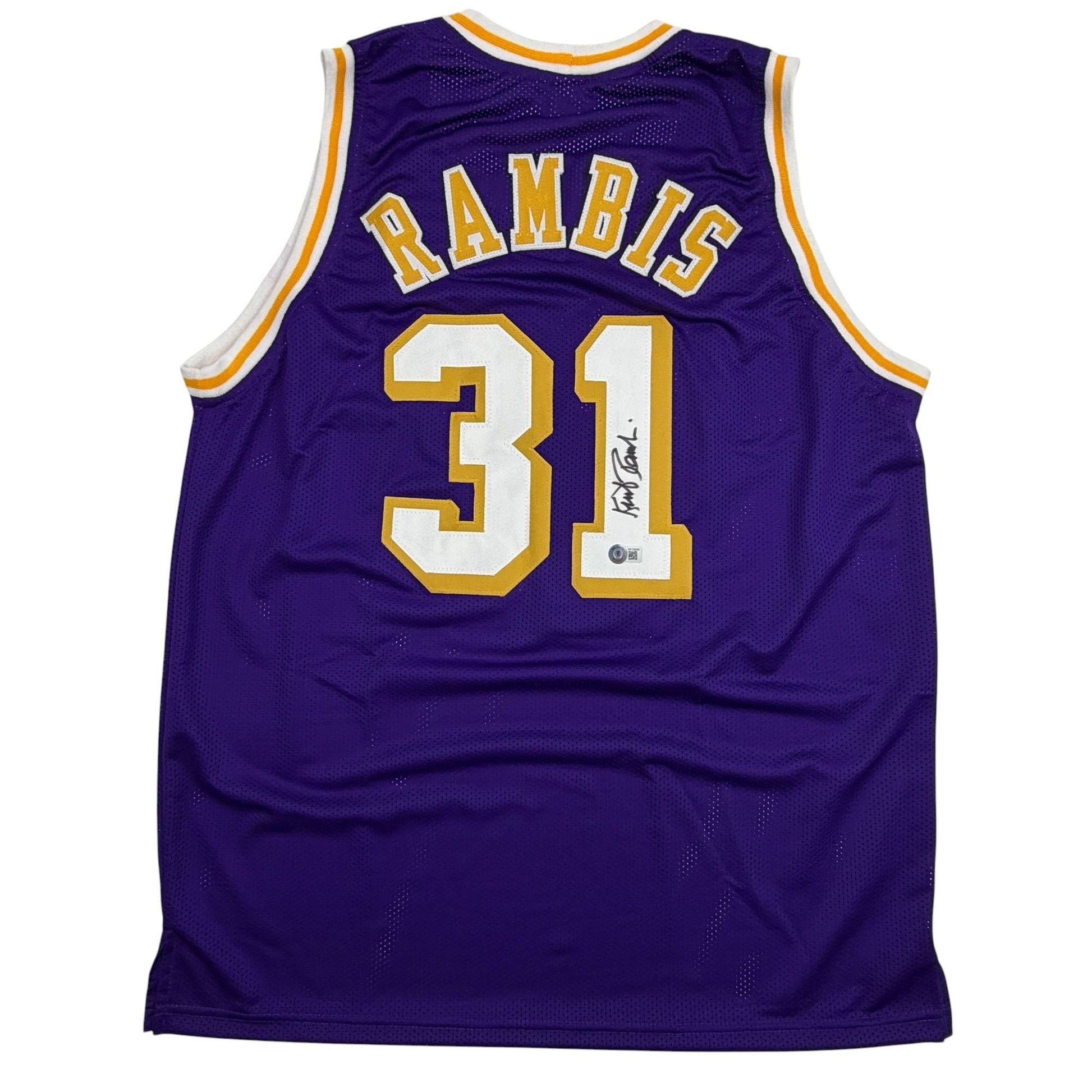 Autographed/Signed Kurt Rambis Los Angeles Purple Basketball Jersey Beckett BAS COA