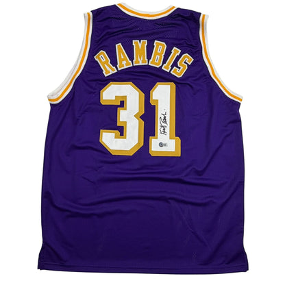 Autographed/Signed Kurt Rambis Los Angeles Purple Basketball Jersey Beckett BAS COA