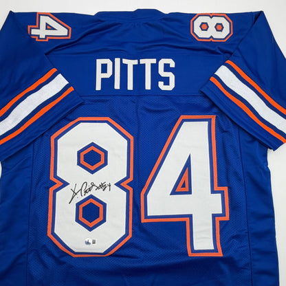 Autographed/Signed Kyle Pitts Florida Blue College Football Jersey JSA COA