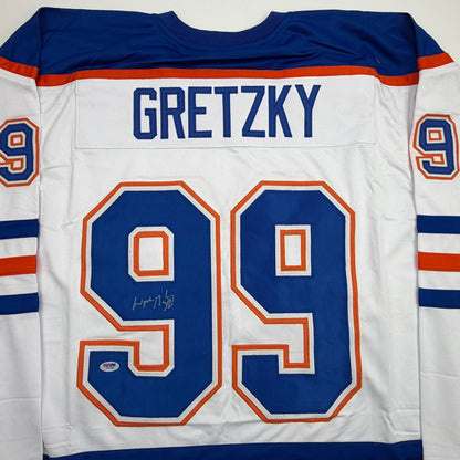 Autographed/Signed Wayne Gretzky Edmonton White Hockey Jersey PSA/DNA COA