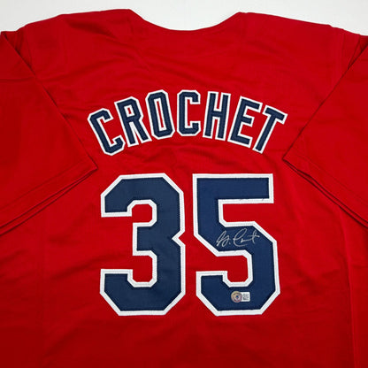 Autographed/Signed Garrett Crochet Boston Red Baseball Jersey Beckett BAS COA