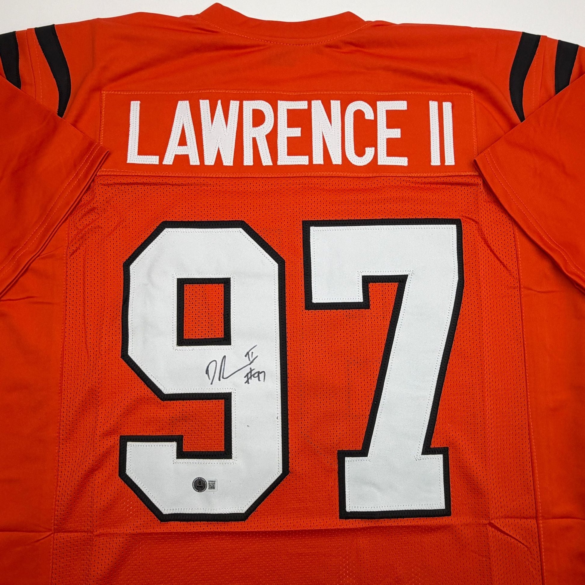 Autographed/Signed Dexter Lawrence II Cincinnati Orange Football Jersey Beckett BAS COA