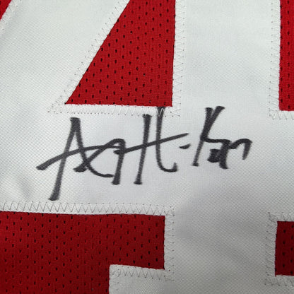 Autographed/Signed AJ Hawk Ohio State Red College Football Jersey Beckett BAS COA