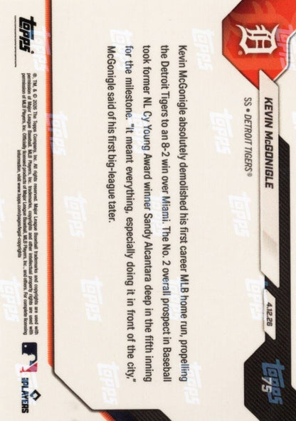 2026 Topps Now Kevin McGonigle #75 Black Foil /10 Blasts 1st Carer MLB Home Run in Series Sweep Detroit Tigers Rookie RC Baseball Card
