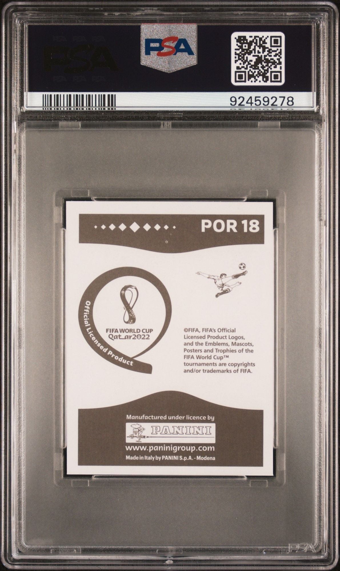 Graded 2022 Panini FIFA World Cup Qatar Cristiano Ronaldo #POR18 Portugal Stickers Gray Back Soccer Card PSA 10 Gem Mint