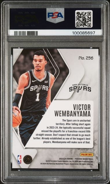 Graded 2023 Panini Phoenix Victor Wembanyama #256 Silver Rookie RC Basketball Card PSA 10 Gem Mint