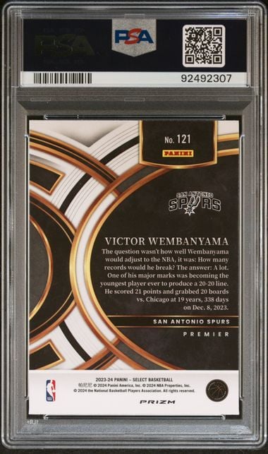 Graded 2023 Panini Select Victor Wembanyama #121 Blue Prizm Rookie RC Basketball Card PSA 10 Gem Mint