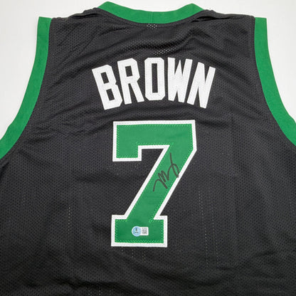 Autographed/Signed Jaylen Brown Boston Black Basketball Jersey Beckett BAS COA