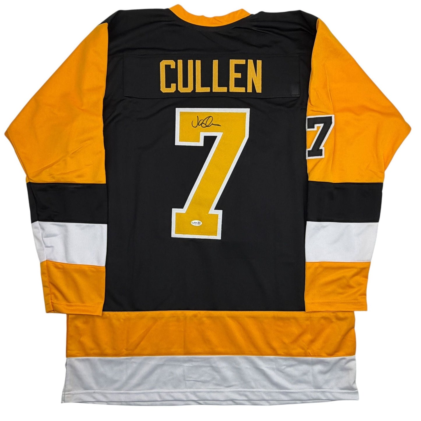 Autographed/Signed John Cullen Pittsburgh Black Hockey Jersey JSA COA