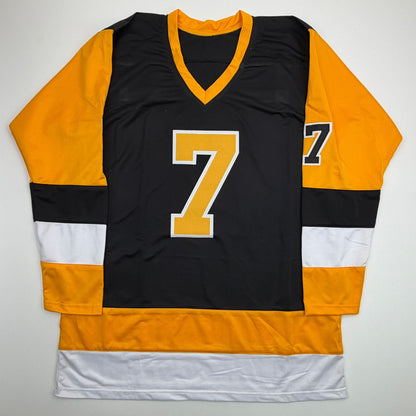 Autographed/Signed John Cullen Pittsburgh Black Hockey Jersey JSA COA