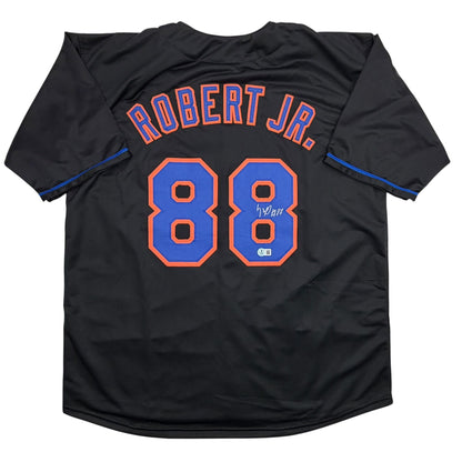 Autographed/Signed Luis Robert Jr. New York Black Baseball Jersey Beckett BAS COA