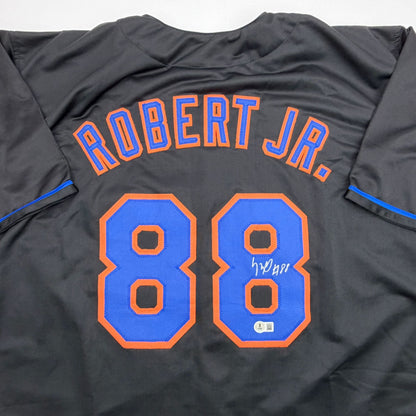 Autographed/Signed Luis Robert Jr. New York Black Baseball Jersey Beckett BAS COA