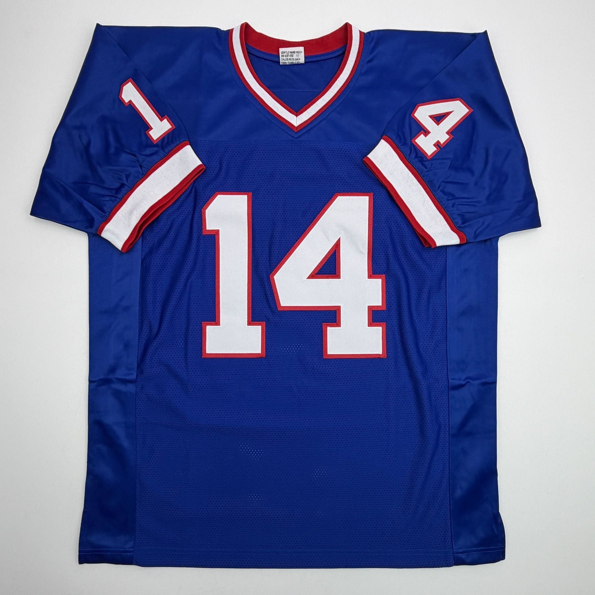Autographed/Signed Frank Reich Buffalo Blue Football Jersey Beckett BAS COA