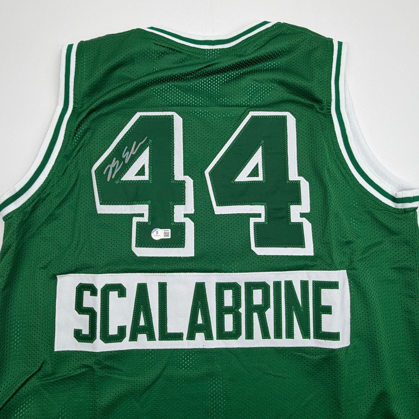 Autographed/Signed Brian Scalabrine Boston Green City Edition Basketball Jersey Beckett BAS COA