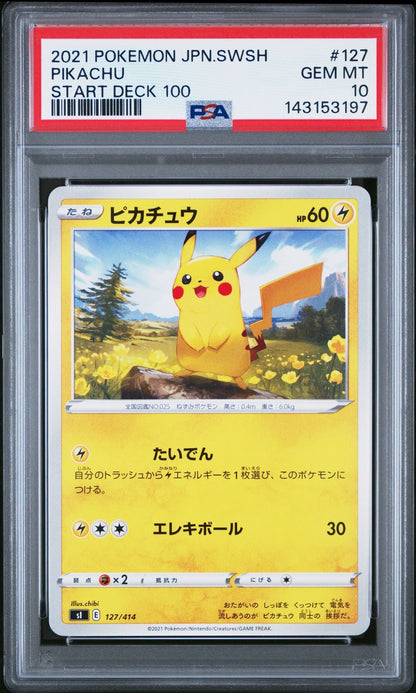Graded 2021 Japanese Pokemon Pikachu #127 Start Deck 100 Trading Card Game PSA 10 Gem Mint