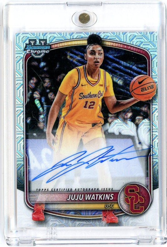2025 Bowman U Chrome JuJu Watkins #CPAJA Mega Box Mojo Refractor Autograph Rookie RC Basketball Card