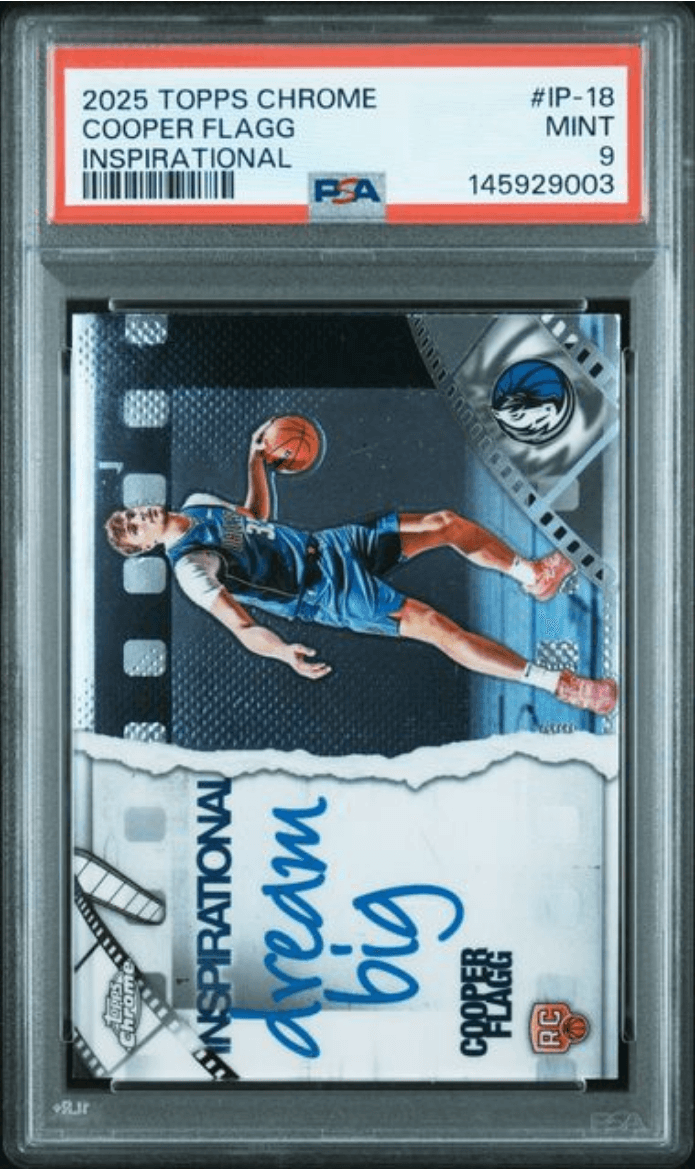 Graded 2025 Topps Chrome Cooper Flagg #IP18 Inspirational Rookie RC Basketball Card PSA 9 Mint