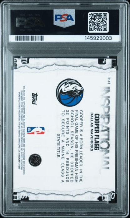 Graded 2025 Topps Chrome Cooper Flagg #IP18 Inspirational Rookie RC Basketball Card PSA 9 Mint