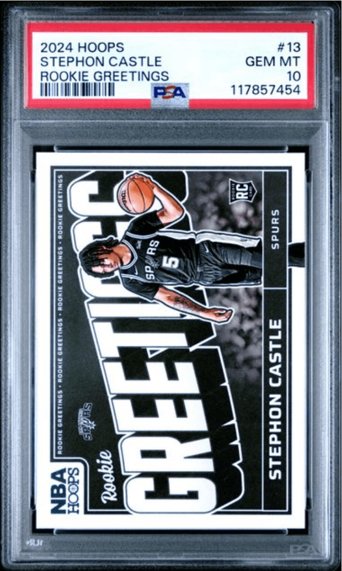 Graded 2024 Panini Hoops Stephon Castle #13 Rookie Greetings Rookie RC Basketball Card PSA 10 Gem Mint