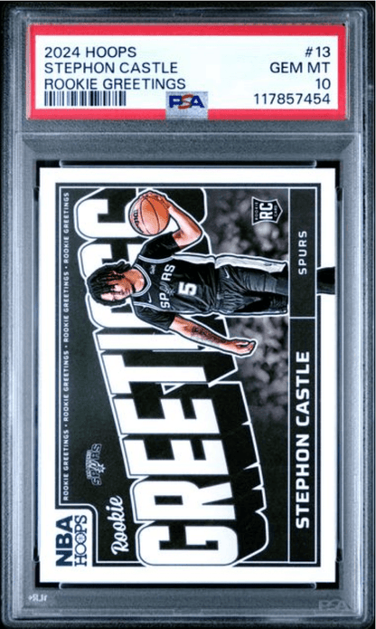 Graded 2024 Panini Hoops Stephon Castle #13 Rookie Greetings Rookie RC Basketball Card PSA 10 Gem Mint