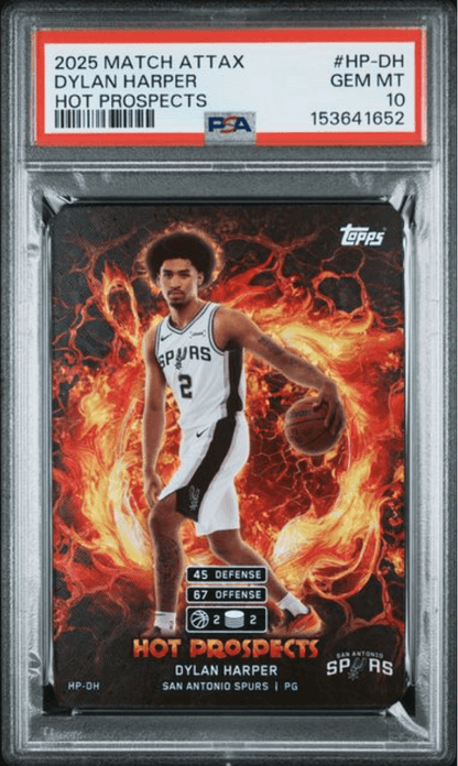 Graded 2025 Topps Match Attax Dylan Harper #HPDH Hot Prospects Rookie RC Basketball Card PSA 10 Gem Mint