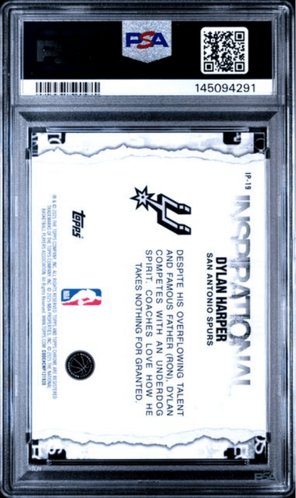 Graded 2025 Topps Chrome Dylan Harper #IP19 Inspirational Rookie RC Basketball Card PSA 10 Gem Mint