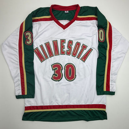 Autographed/Signed Jesper Wallstedt Minnesota White 25th Anniversary Hockey Jersey Beckett BAS COA