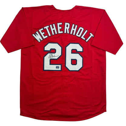 Autographed/Signed J.J. JJ Wetherholt St. Louis Red Baseball Jersey LCG Hologram