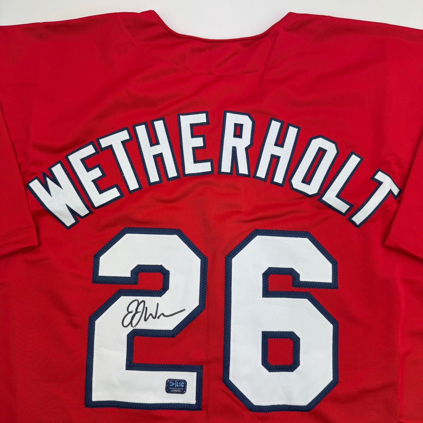 Autographed/Signed J.J. JJ Wetherholt St. Louis Red Baseball Jersey LCG Hologram