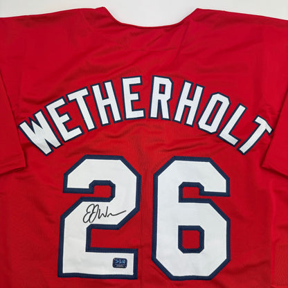 Autographed/Signed J.J. JJ Wetherholt St. Louis Red Baseball Jersey LCG Hologram