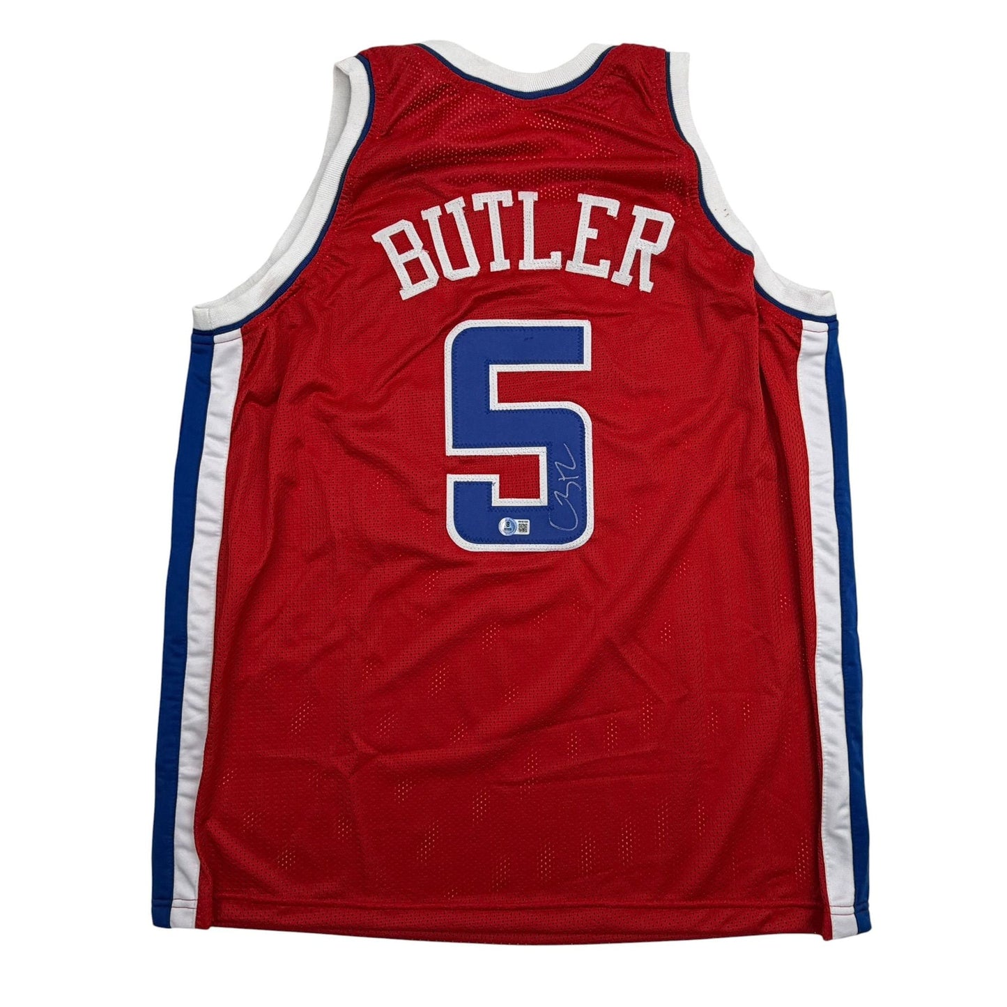 Autographed/Signed Caron Butler Los Angeles Red Basketball Jersey Beckett BAS COA
