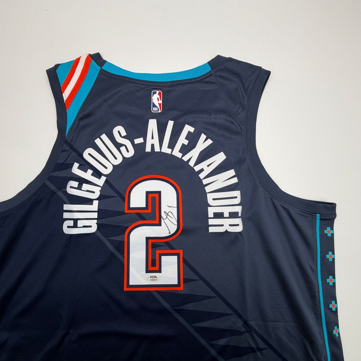 Autographed/Signed Shai Gilgeous-Alexander SGA Oklahoma City OKC Thunder Navy Blue City Edition Authentic Basketball Jersey PSA/DNA COA
