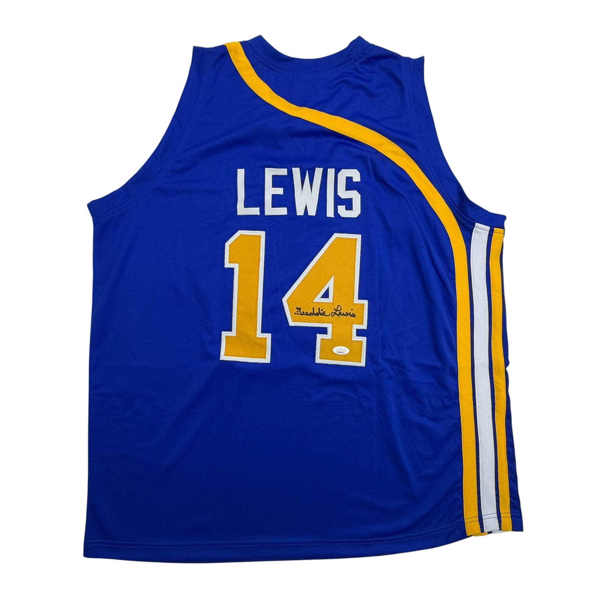 Autographed/Signed Freddie Lewis Indiana Blue Basketball Jersey JSA COA