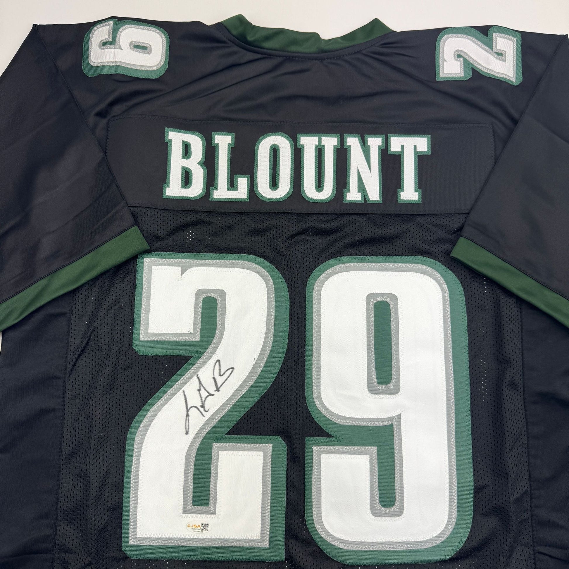 Autographed/Signed LeGarrette Blount Philadelphia Black Football Jersey JSA COA