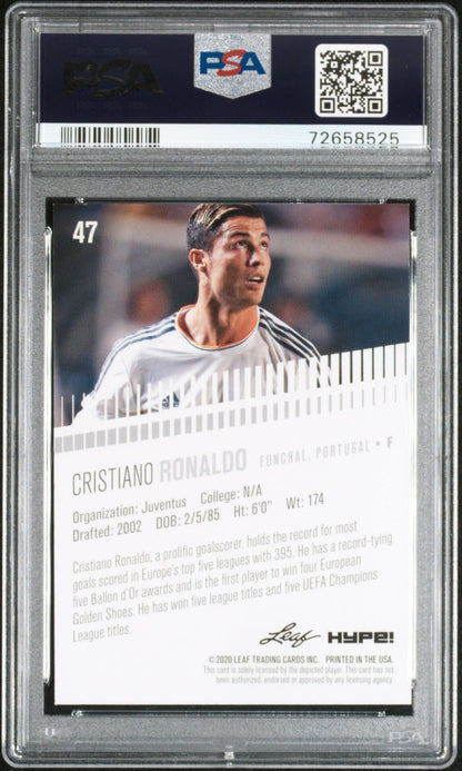 Graded 2020 Leaf Special Release Cristiano Ronaldo #47 Hype Soccer Card PSA 10 Gem Mint