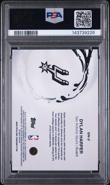 Graded 2025 Topps Dylan Harper #GN2 Generation Now Holo Foil Rookie RC Basketball Card PSA 10 Gem Mint