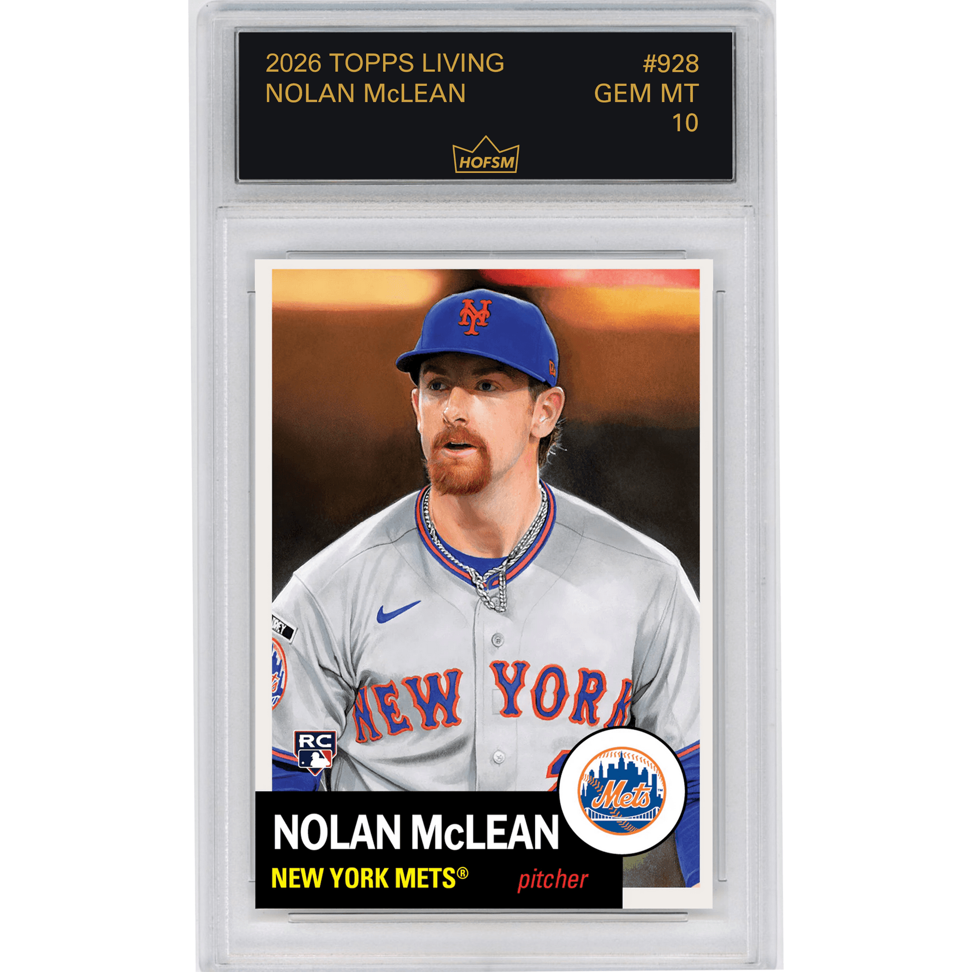 Graded 2026 Topps Living Nolan McLean #928 New York Mets Rookie RC Baseball Card HOFSM 10 Gem Mint