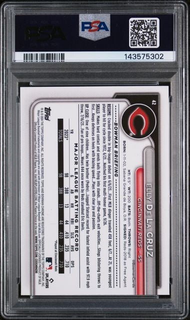 Graded 2024 Bowman Chrome Mega Box Elly De La Cruz #42 Rookie RC Baseball Card PSA 10 Gem Mint