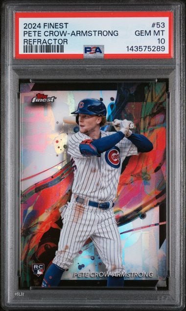 Graded 2024 Topps Finest Pete Crow Armstrong #53 Refractor Rookie RC Baseball Card PSA 10 Gem Mint
