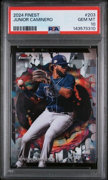 Graded 2024 Topps Finest Junior Caminero #203 Rookie RC Baseball Card PSA 10 Gem Mint